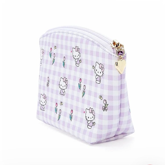 New hello kitty purple gingham checkered pattern pouch - Picture 2 of 6